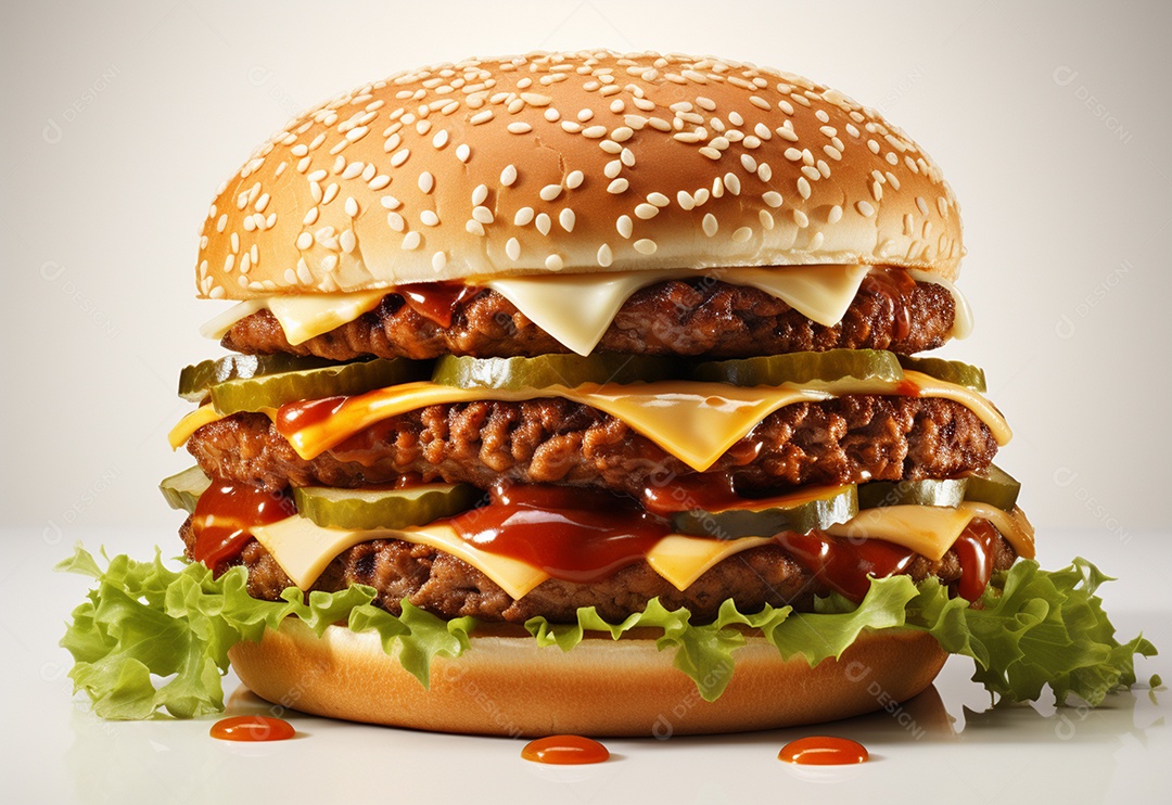 Delicioso hambúrguer caseiro em fundo branco