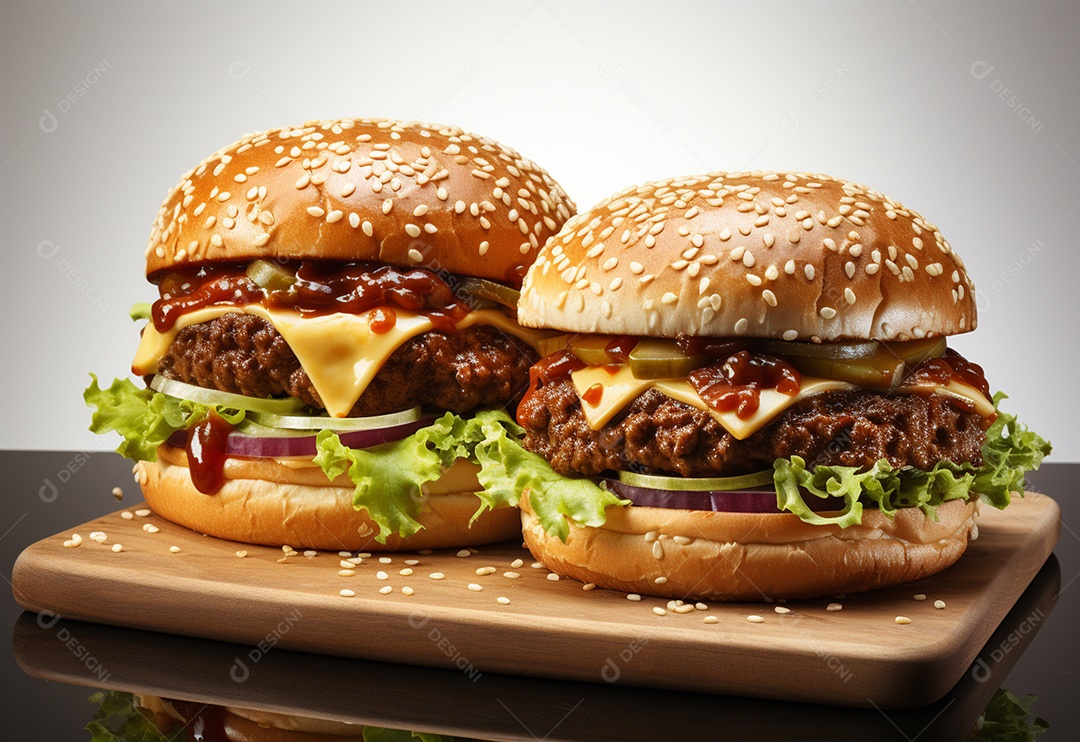 Delicioso hambúrguer caseiro em fundo branco