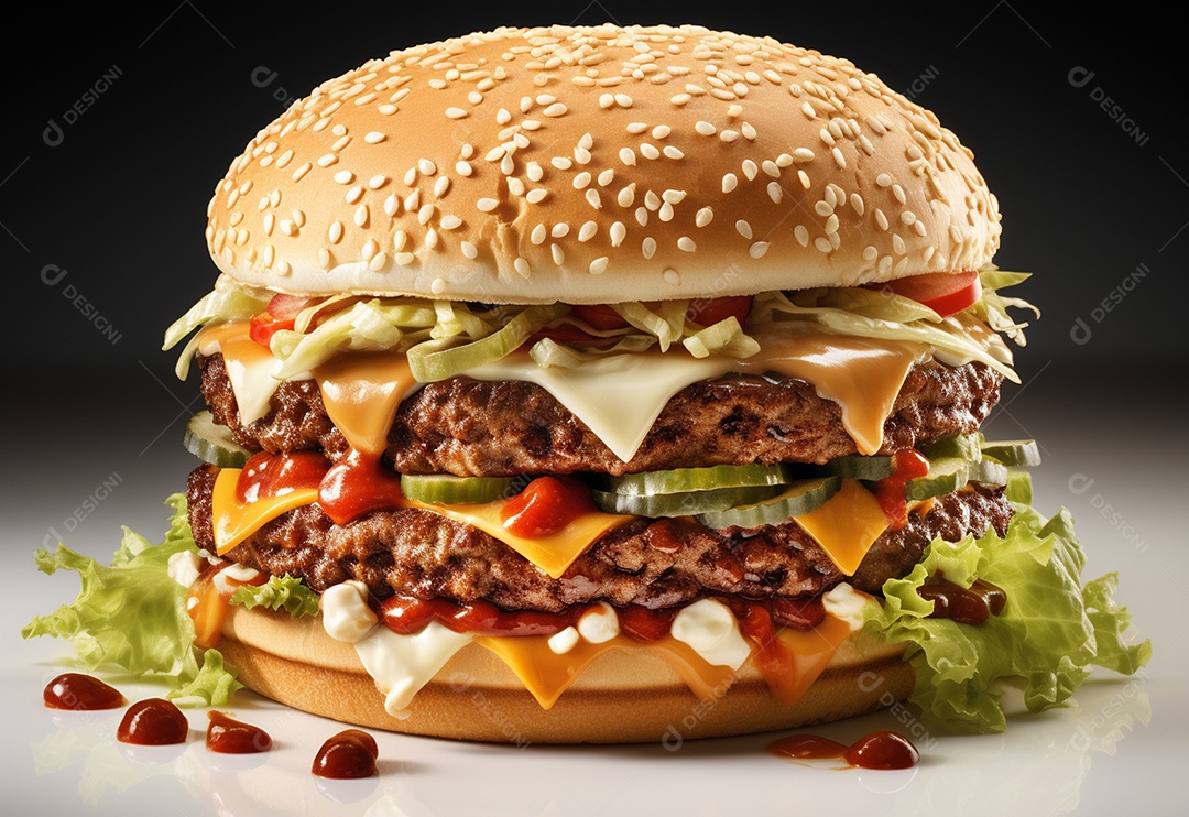 Delicioso hambúrguer com fundo isolado