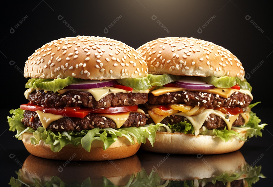 Delicioso hambúrguer com fundo isolado