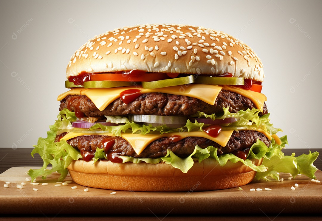 Delicioso hambúrguer com fundo isolado