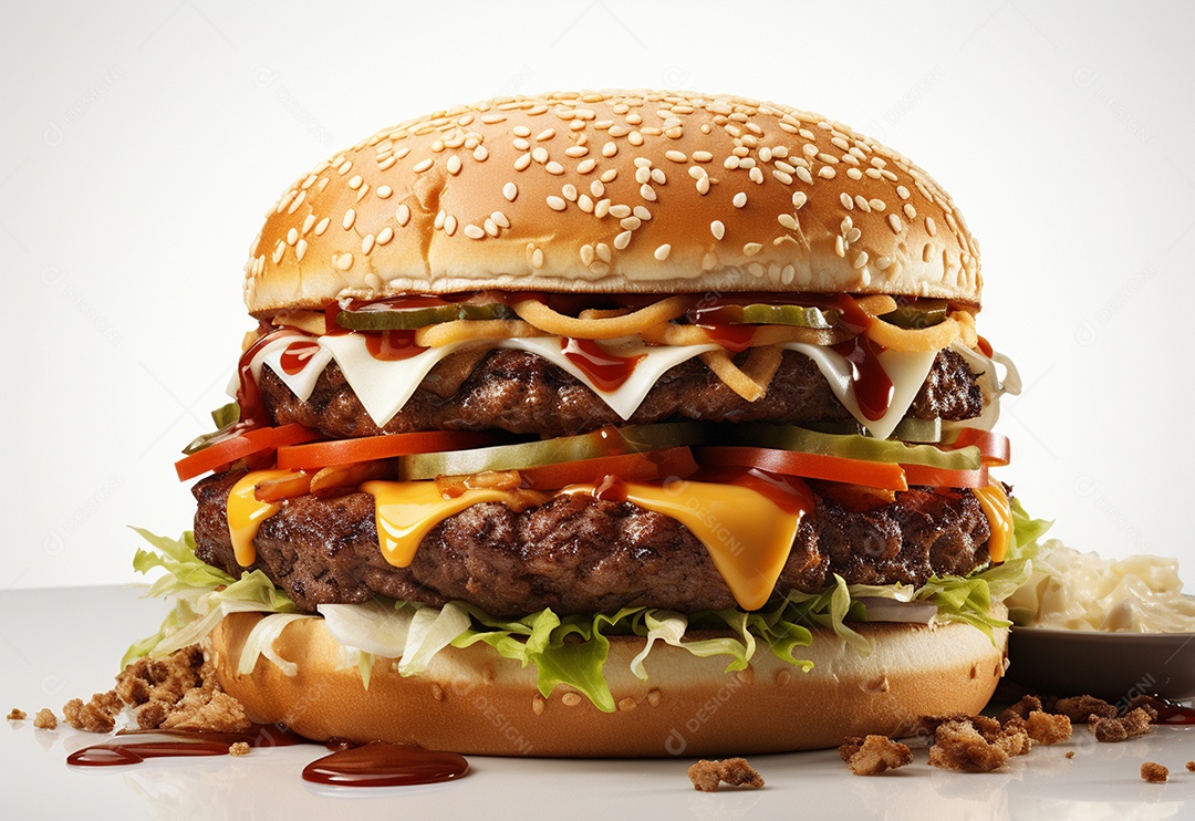 Delicioso hambúrguer com fundo isolado