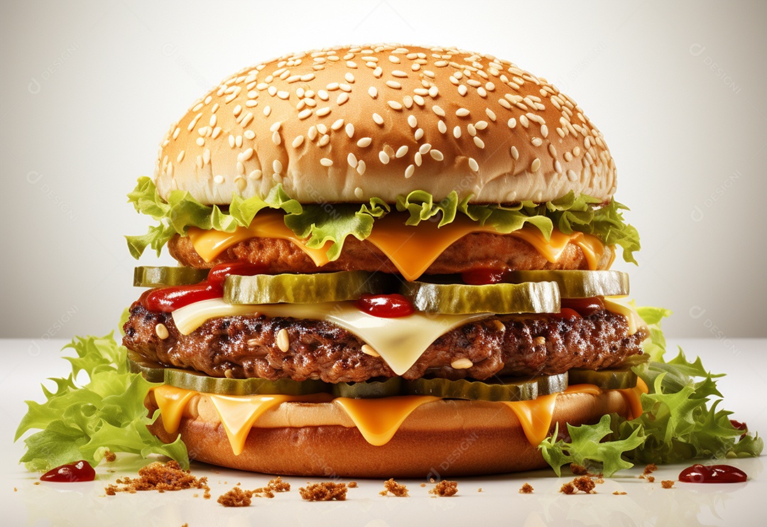Delicioso hambúrguer com fundo isolado