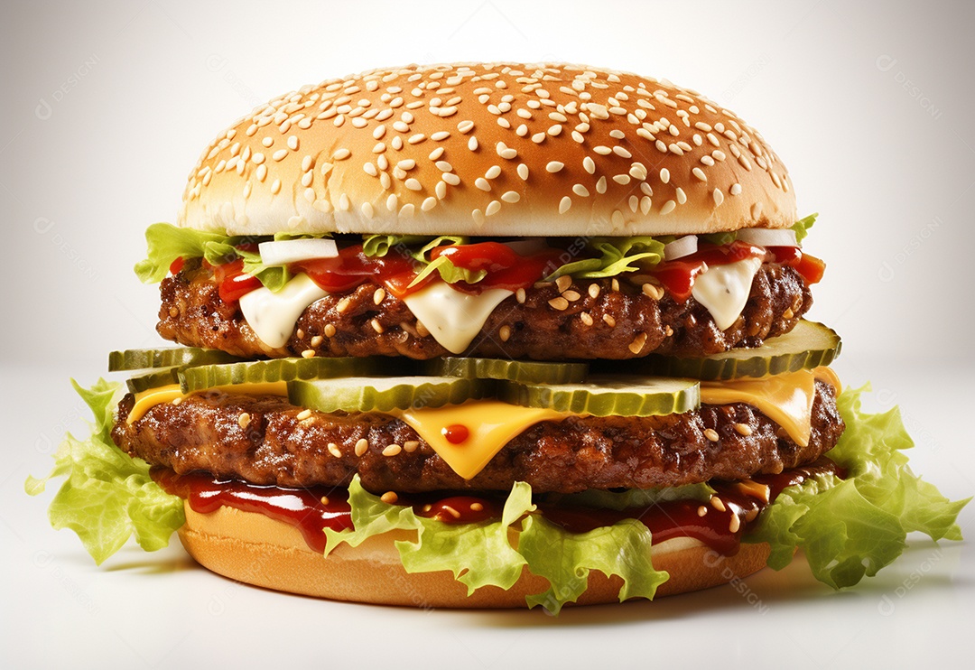 Delicioso hambúrguer com fundo isolado