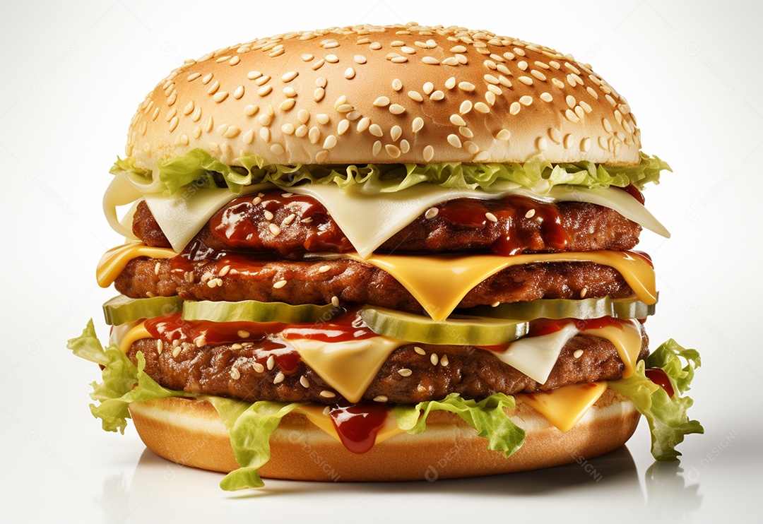 Delicioso hambúrguer com fundo isolado