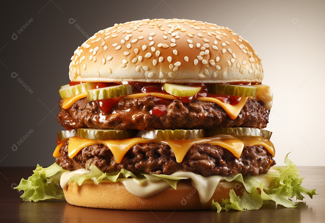 Delicioso hamburguer em fundo isolado