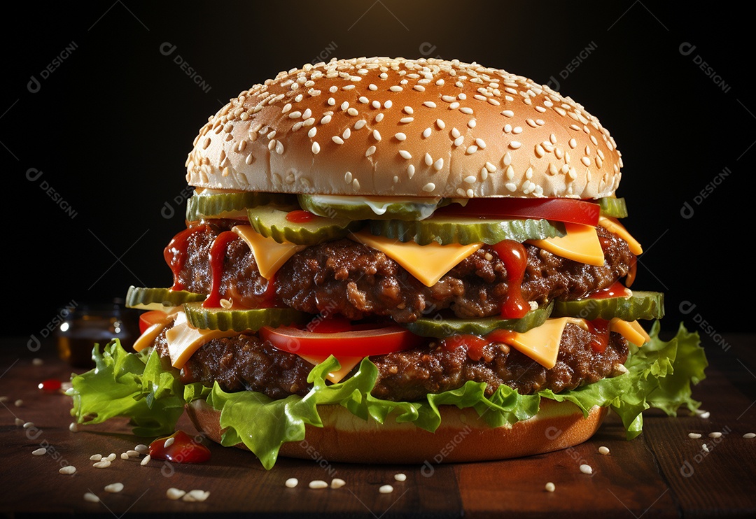 Delicioso hambúrguer com fundo isolado