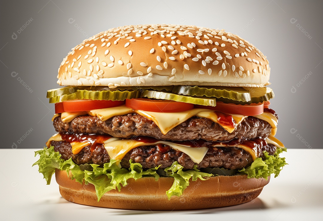 Delicioso hambúrguer com fundo isolado