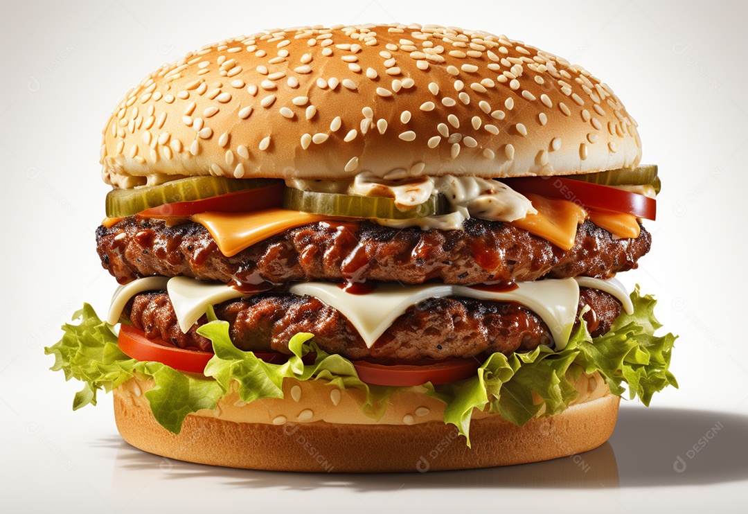 Delicioso hambúrguer com fundo isolado