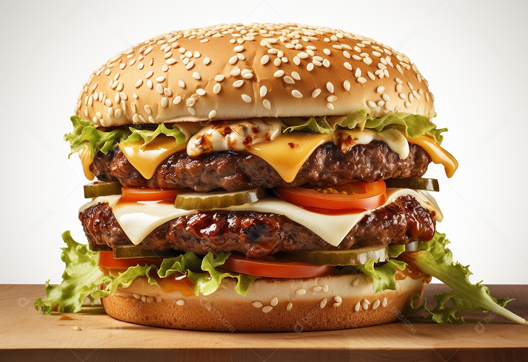 Delicioso hambúrguer com fundo isolado