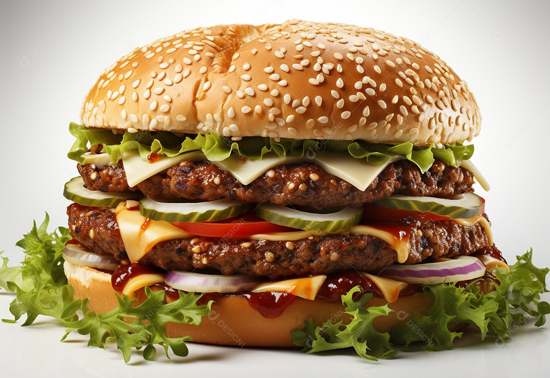 Delicioso hambúrguer com fundo isolado