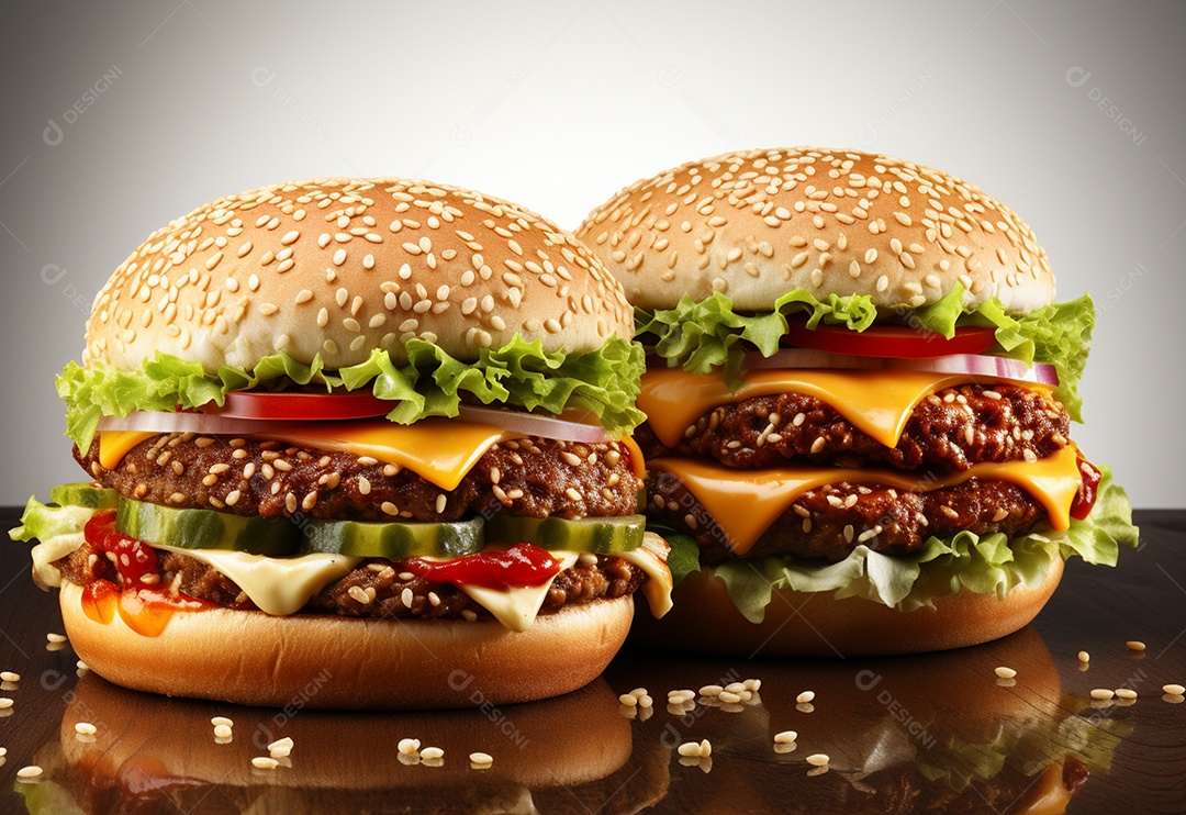 Delicioso hambúrguer com fundo isolado