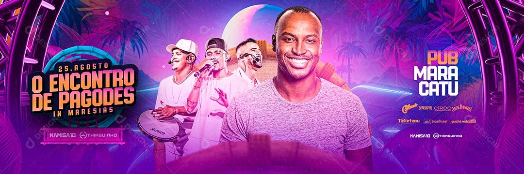 Carrossel Evento O Encontro de Pagodes Kamisa 10 Thiaguinho Social Media PSD Editável