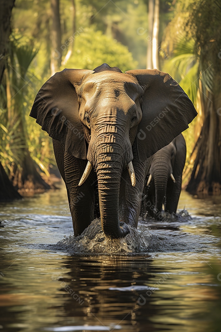 Vida selvagem elefante majestosos em seu habitat natural