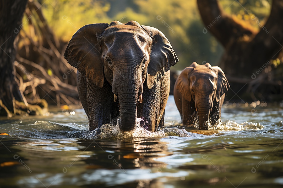 Vida selvagem elefante majestosos em seu habitat natural