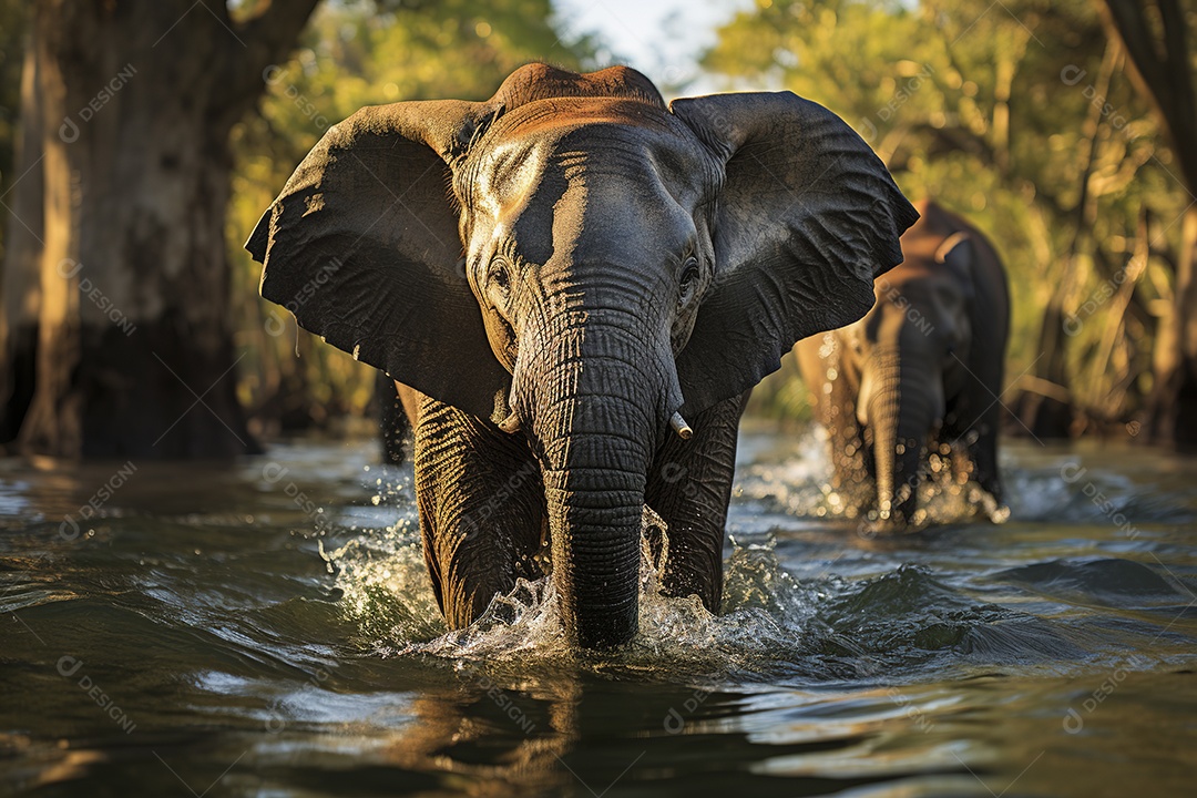 Vida selvagem elefante majestosos em seu habitat natural