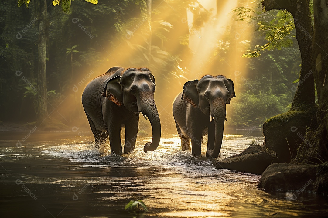 Vida selvagem elefante majestosos em seu habitat natural