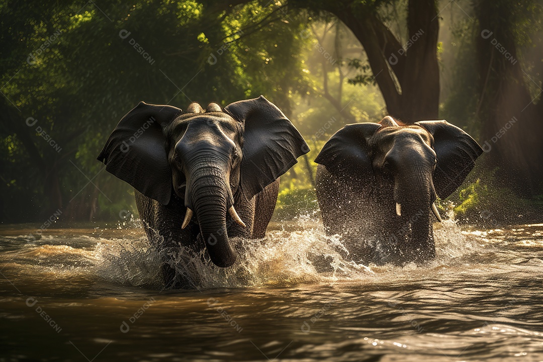 Vida selvagem elefante majestosos em seu habitat natural