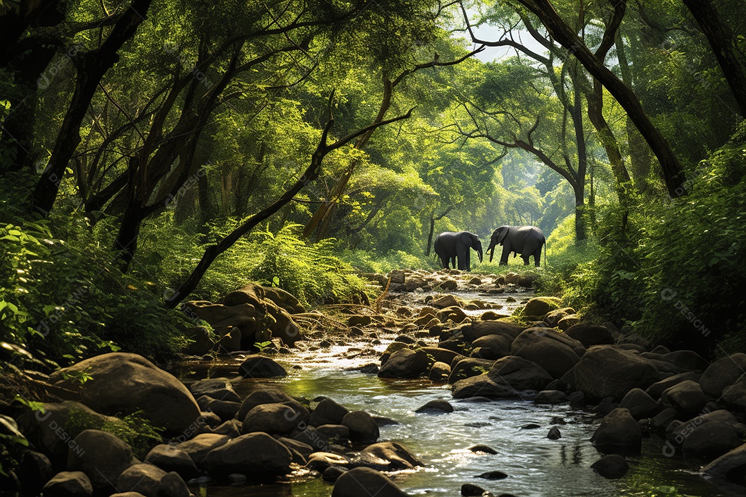 Vida selvagem elefante majestosos em seu habitat natural
