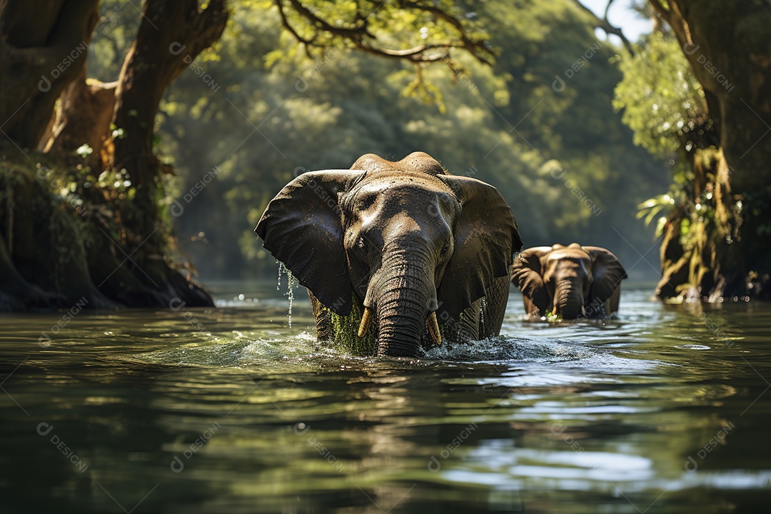 Vida selvagem elefante majestosos em seu habitat natural