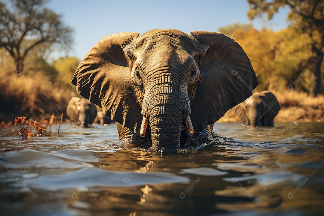 Vida selvagem elefante majestosos em seu habitat natural