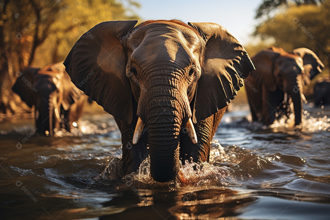 Vida selvagem elefante majestosos em seu habitat natural