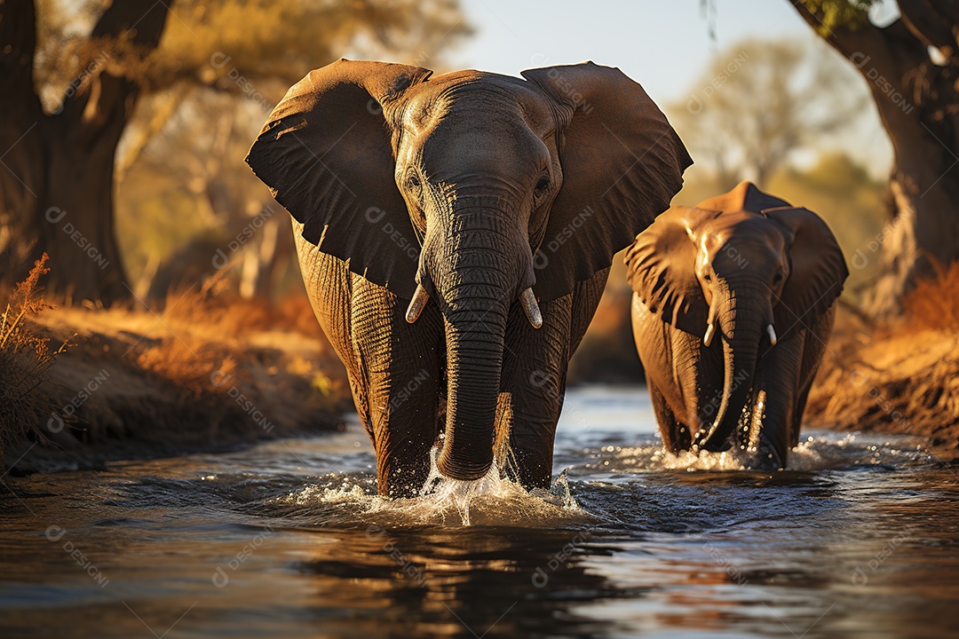 Vida selvagem elefante majestosos em seu habitat natural
