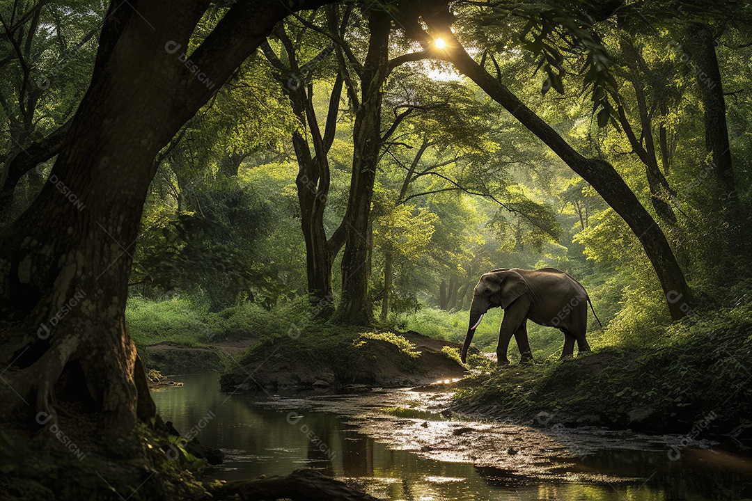 Vida selvagem elefante majestosos em seu habitat natural