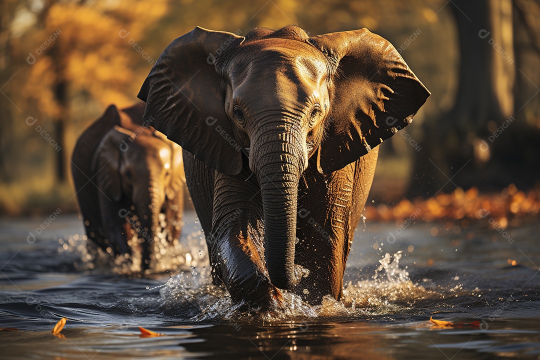 Vida selvagem elefante majestosos em seu habitat natural