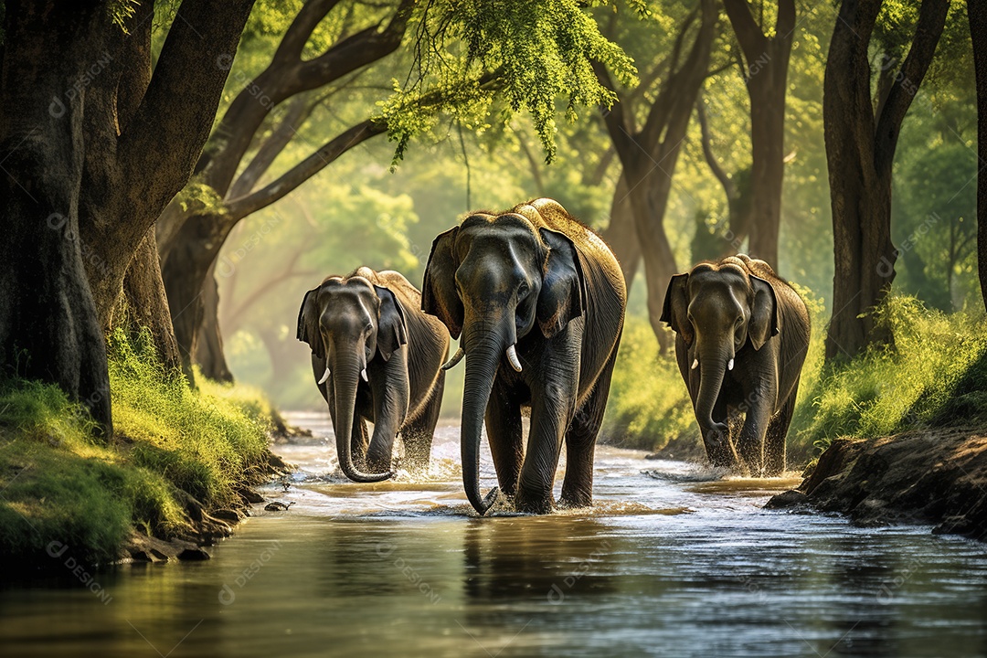 Vida selvagem elefante majestosos em seu habitat natural