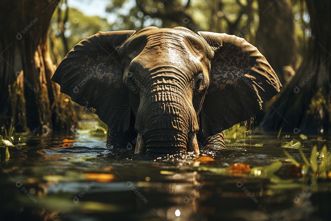 Vida selvagem elefante majestosos em seu habitat natural