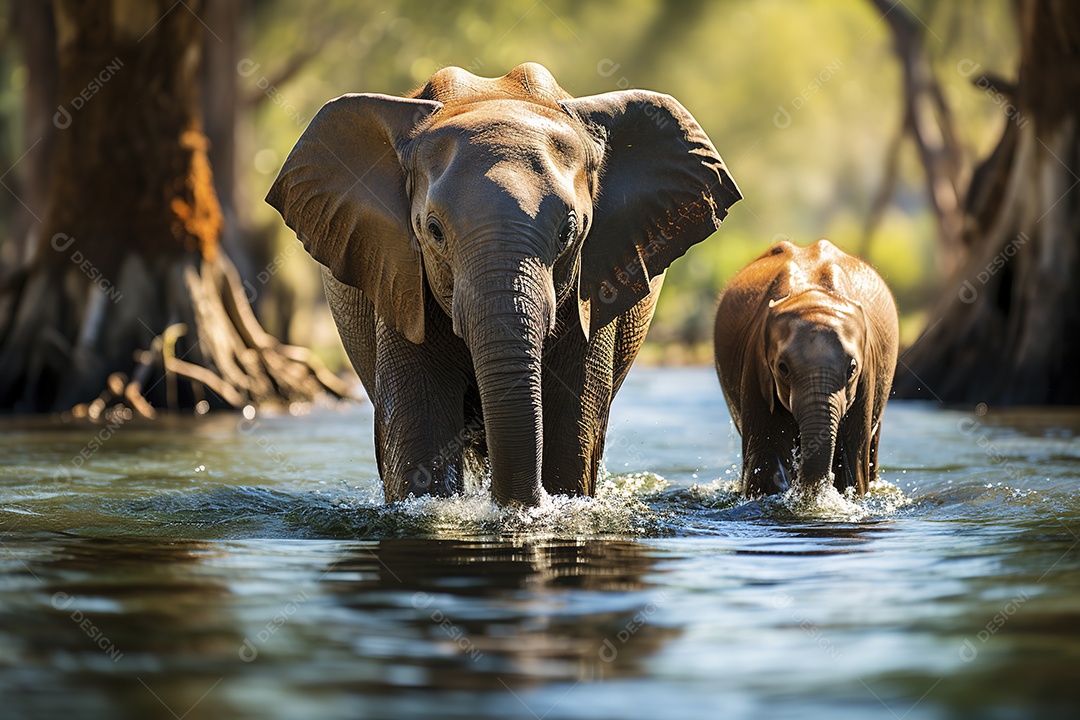 Vida selvagem elefante majestosos em seu habitat natural