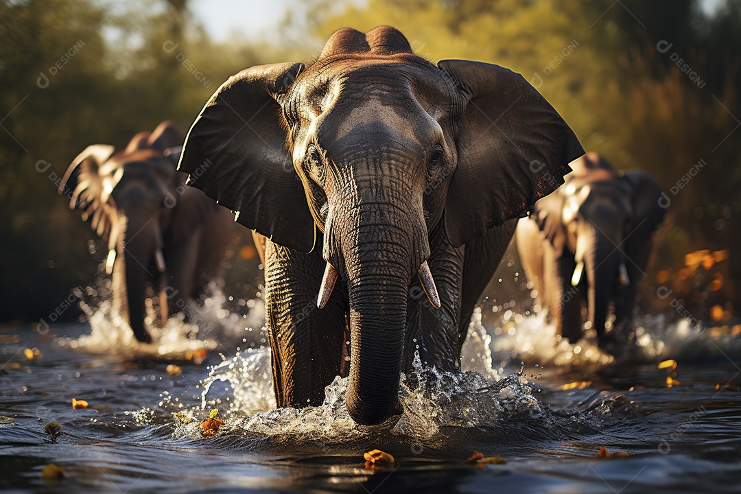Vida selvagem elefante majestosos em seu habitat natural