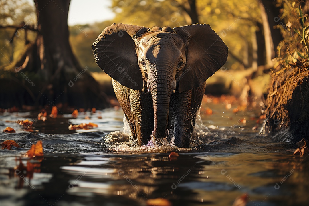 Vida selvagem elefante majestosos em seu habitat natural