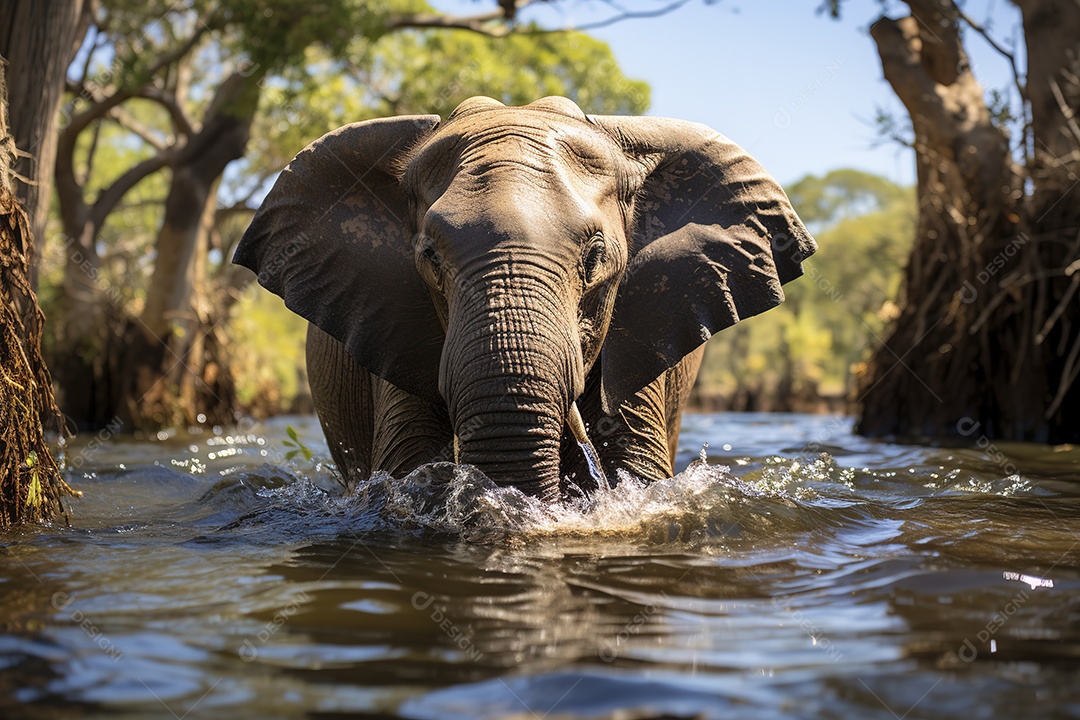 Vida selvagem elefante majestosos em seu habitat natural