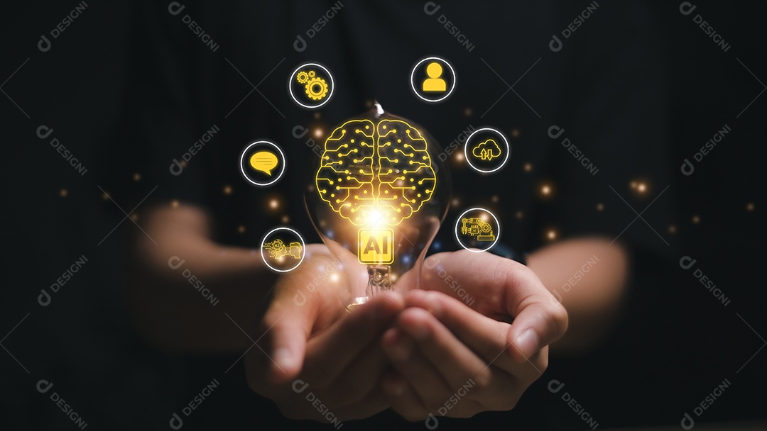 Tecnologia robô inteligente AI, inteligência artificial ao inserir o prompt de comando para gerar algo