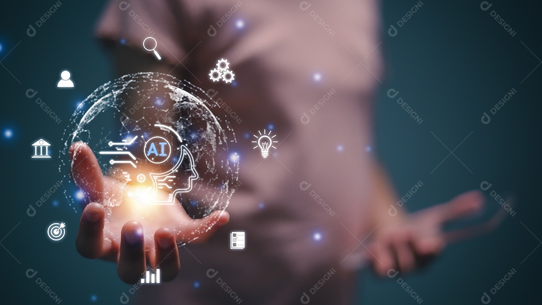 Ai, o conceito de inteligência artificial usa análise, automação e um cérebro autônomo.