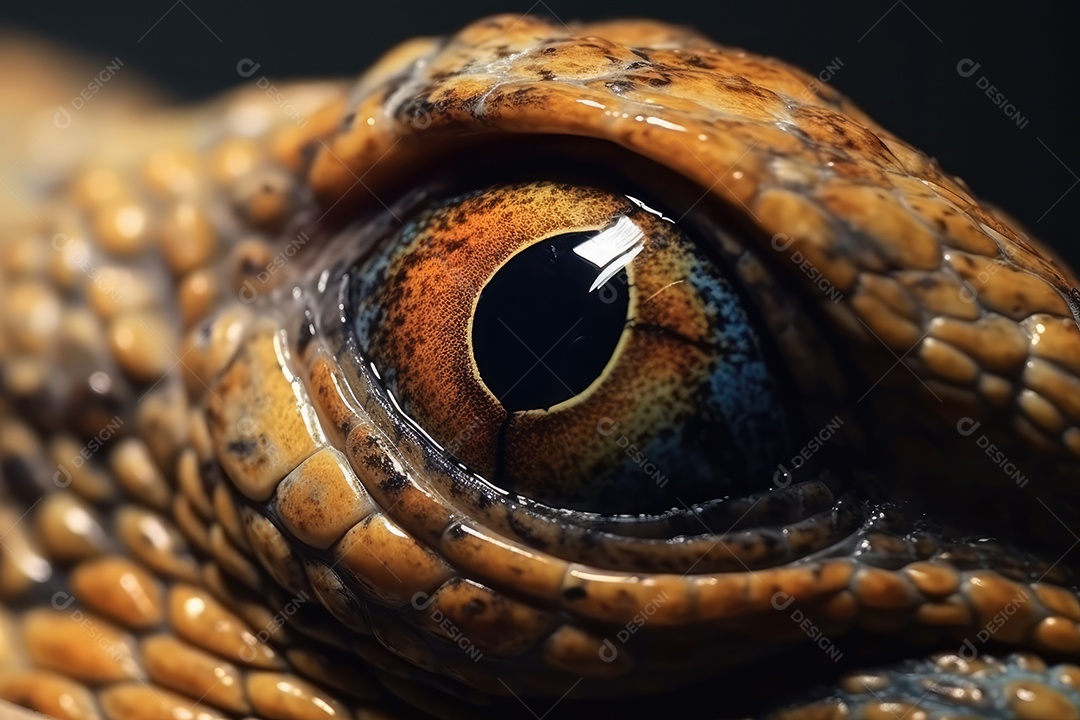 Imagem de uma iguana ou lagarto em close-up Macrofotografia