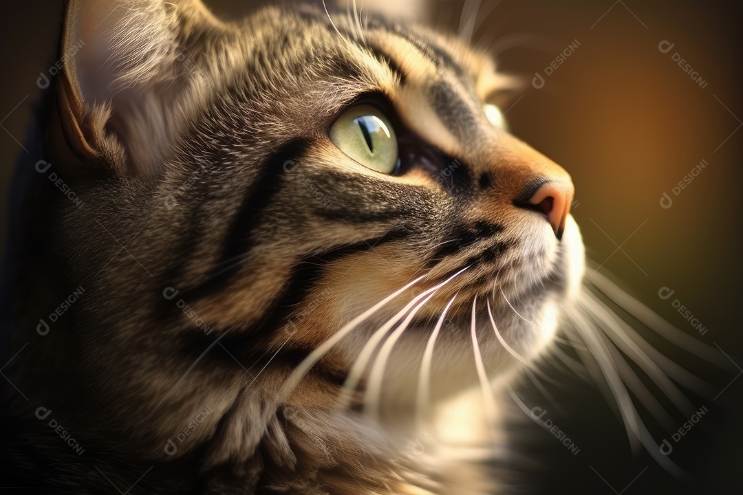 Retrato de um lindo gato em close-up Macro fotografia em fundo escuro.