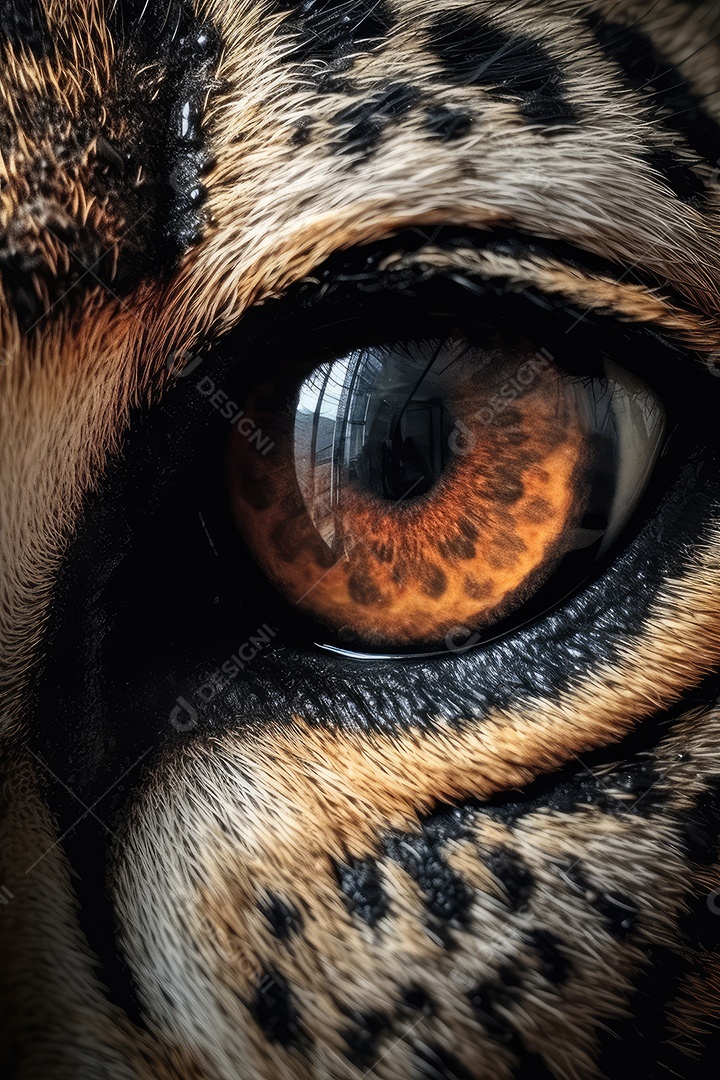 Retrato de um olho de gato em close-up Macro fotografia em fundo escuro.