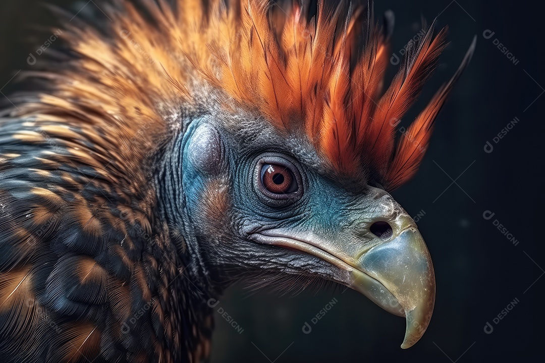 Imagem de um pássaro exótico colorido na fotografia macro close-up.