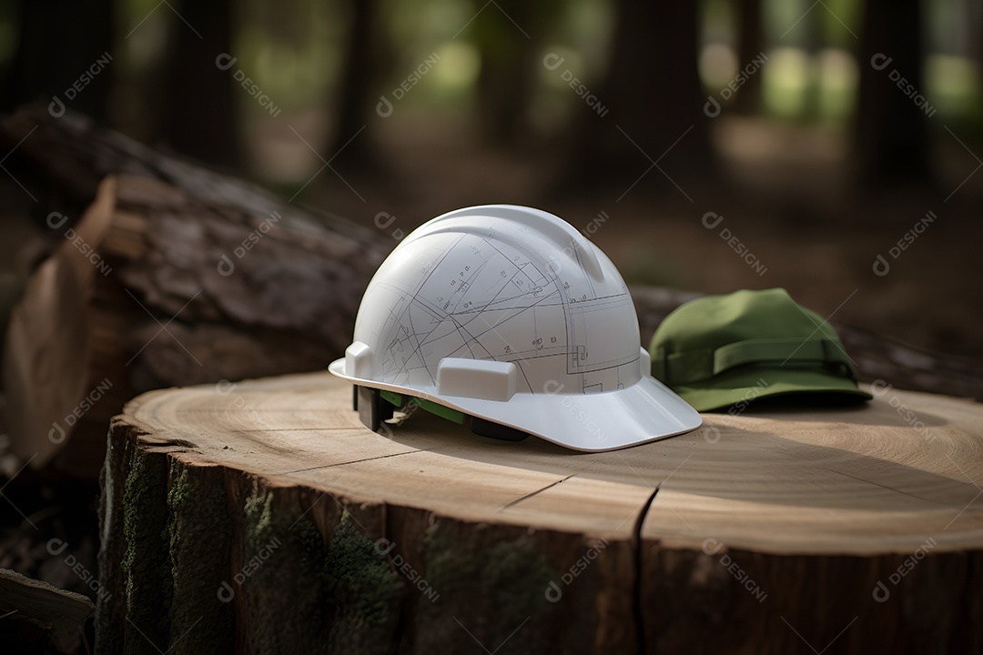 Capacete branco de um engenheiro florestal
