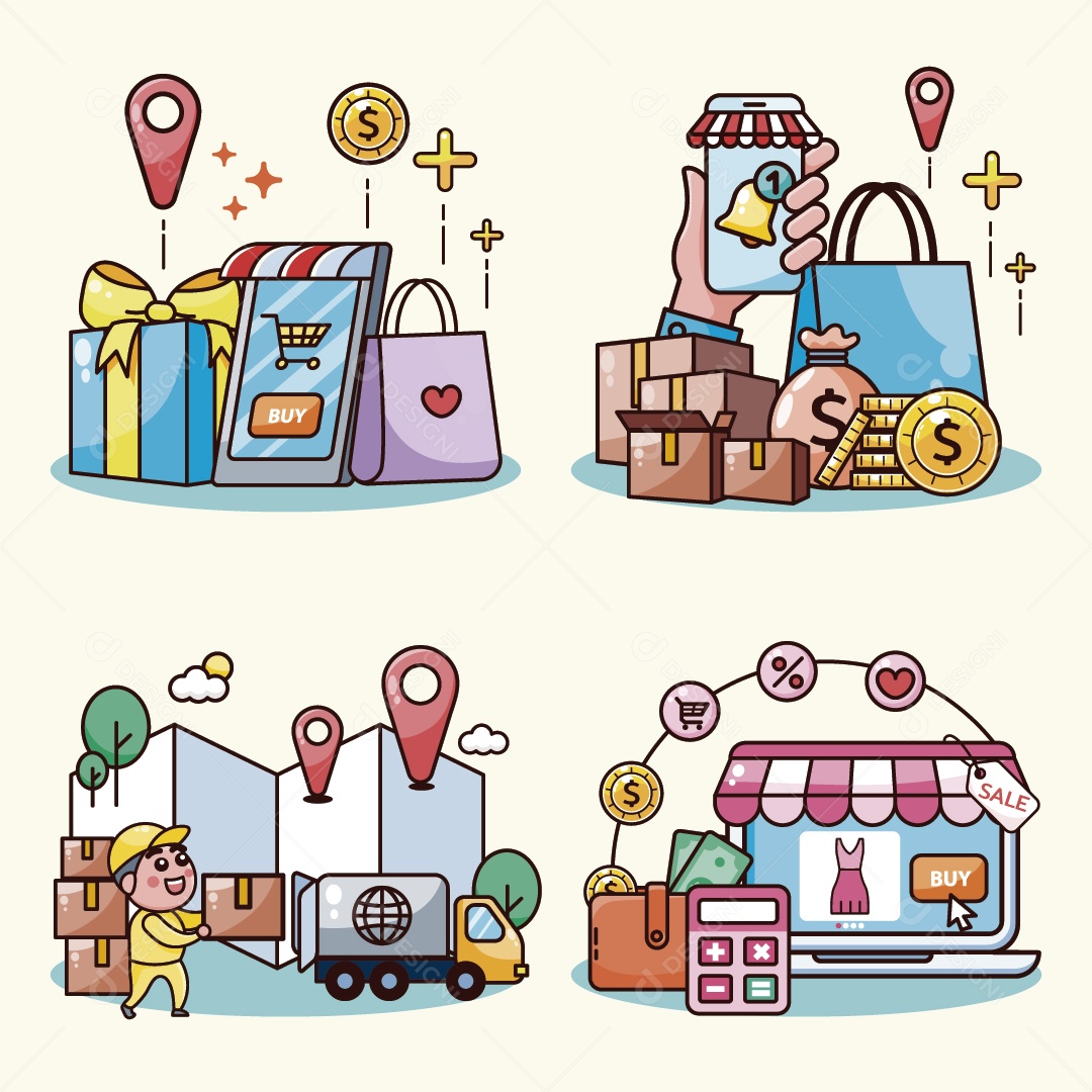 Vários Conteúdos Ilustração Vetor EPS