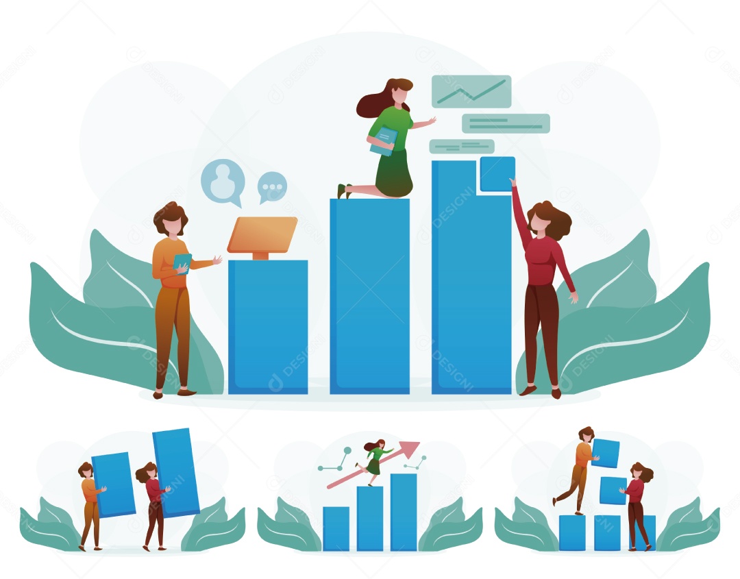 Personagem Trabalho em Equipe Ilustração Vetor EPS