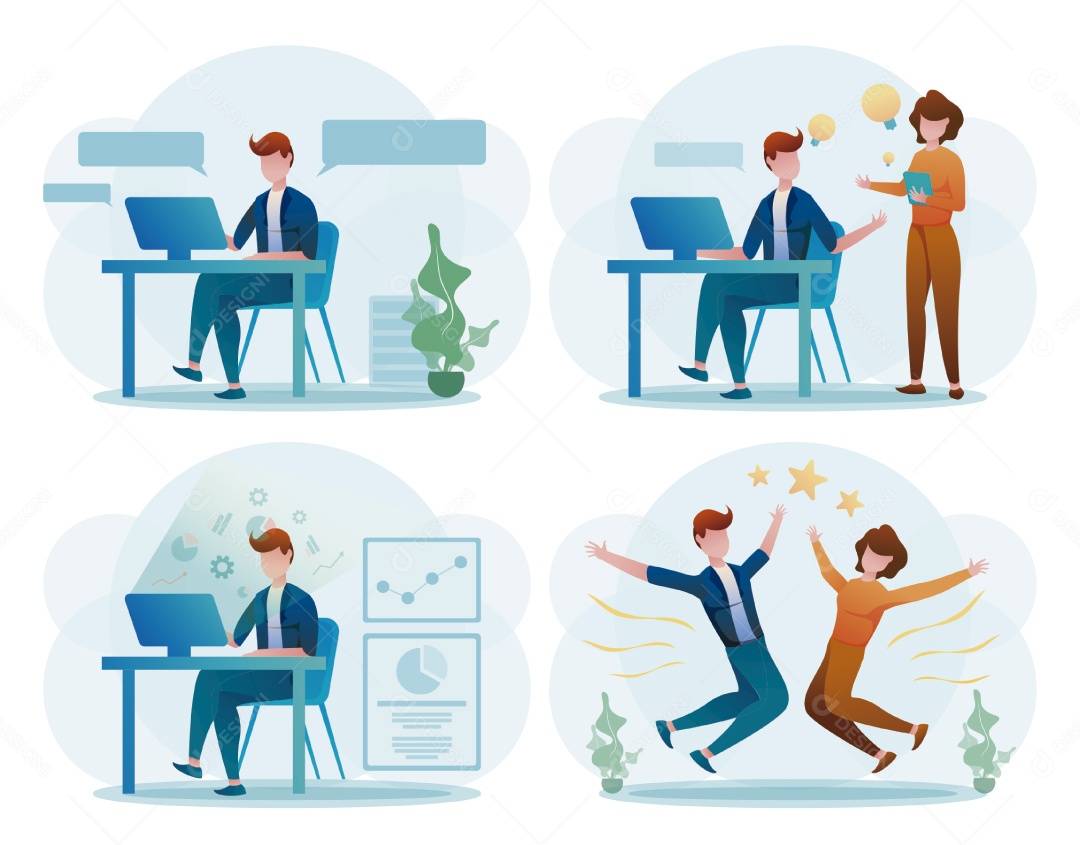 Personagem Trabalhando Ilustração Vetor EPS