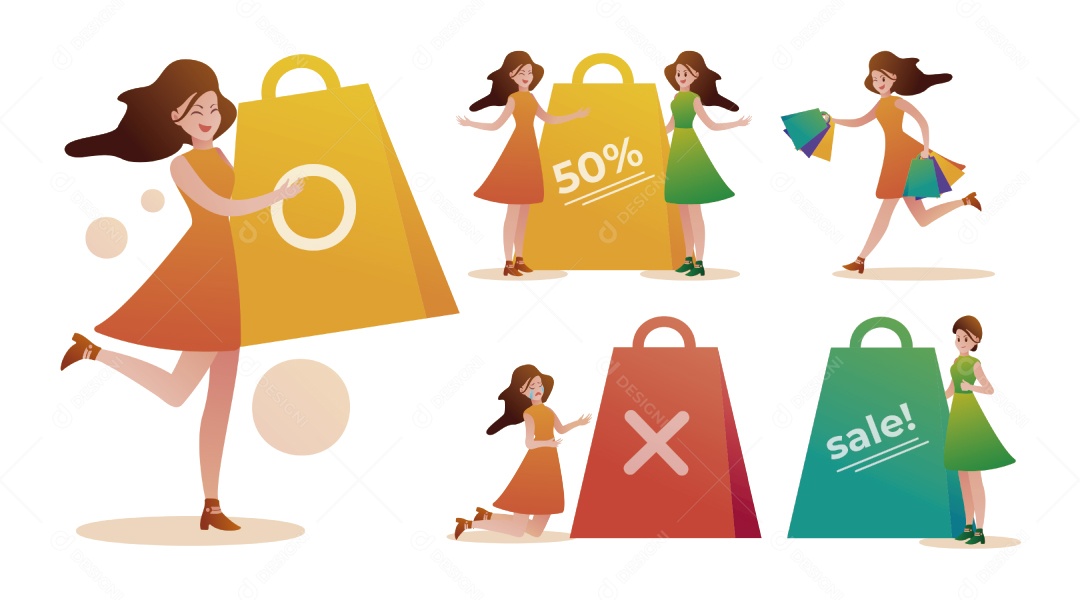 Prensagem Fazendo Compras Ilustração Vetor EPS