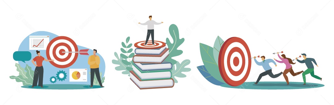 Personagens Buscando Alvo Ilustração Vetor EPS