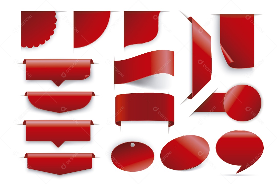 Conjunto de Etiquetas Vermelha Ilustração Vetor EPS
