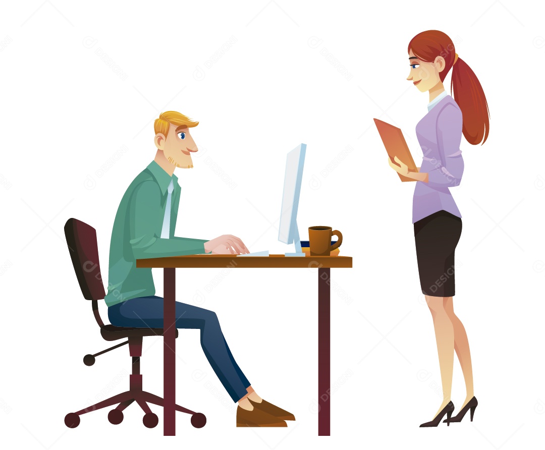 Personagens Trabalhando Ilustração Vetor EPS