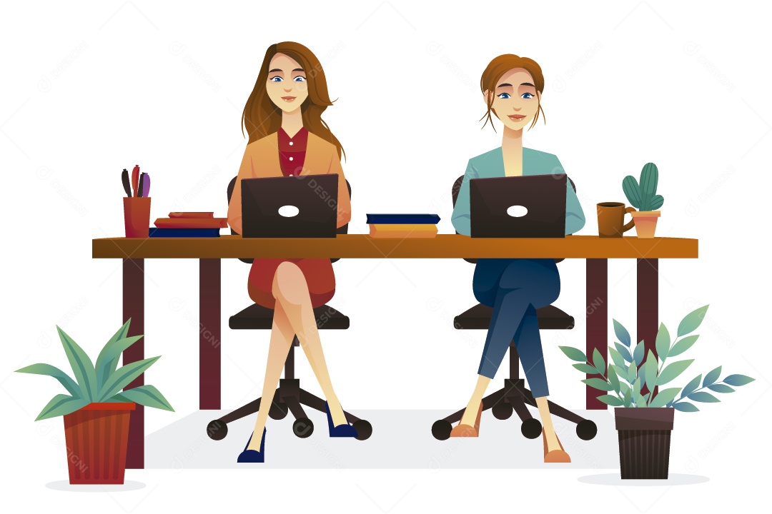 Personagens Trabalhando Ilustração Vetor EPS